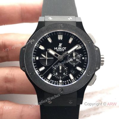 Replica Hublot Big Bang 4100 Black Steel 44mm Watch Black Bezel
